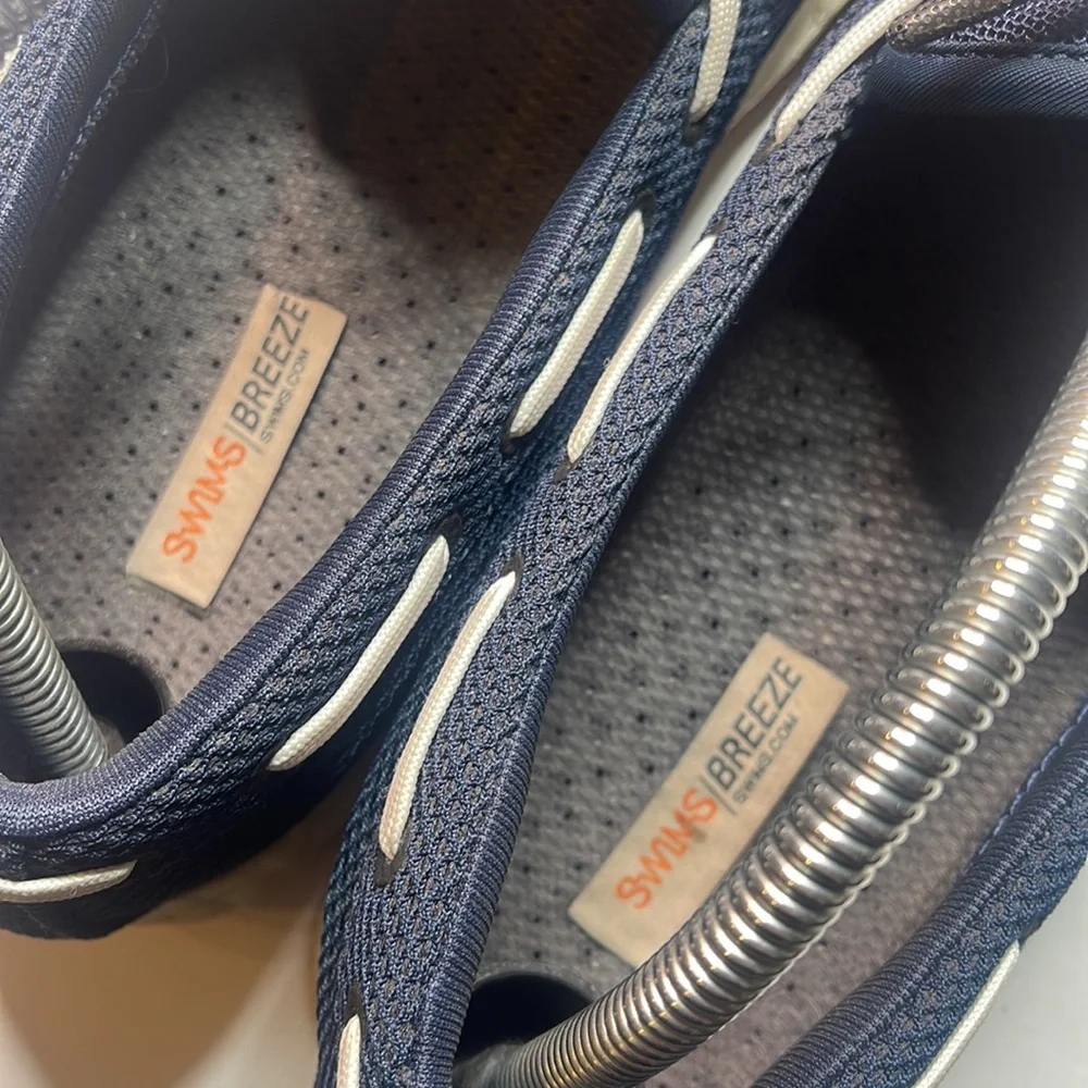 SWIMS Men's Breeze Leap Laser Loafer in Navy, White, & Orange